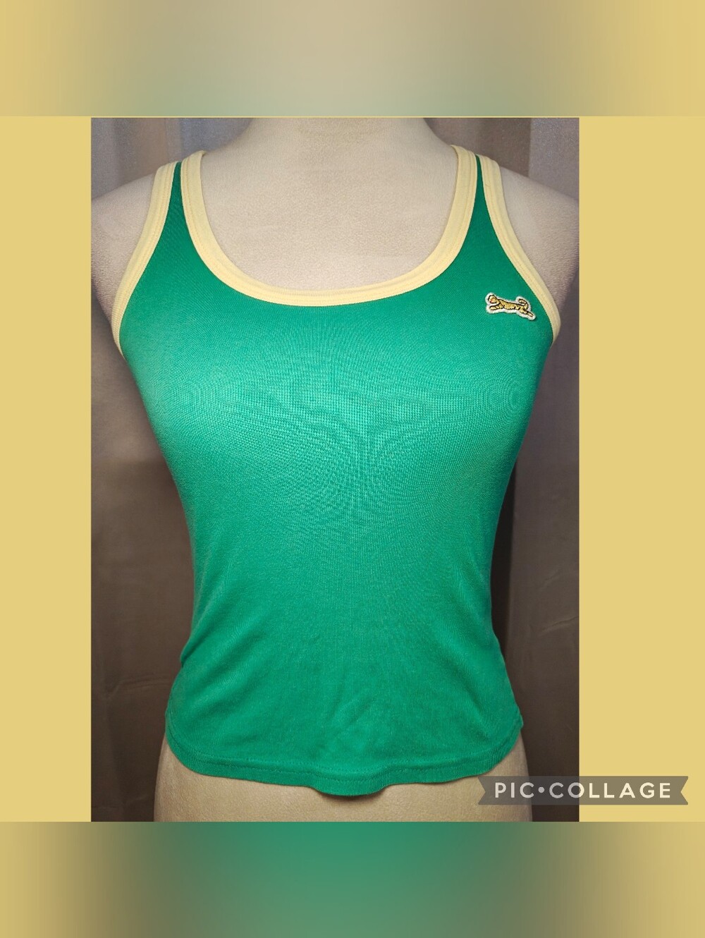 🐊Vintage 70s/80s LE TIGRE Contrast Ringer Baby Tee Tank Top🐊